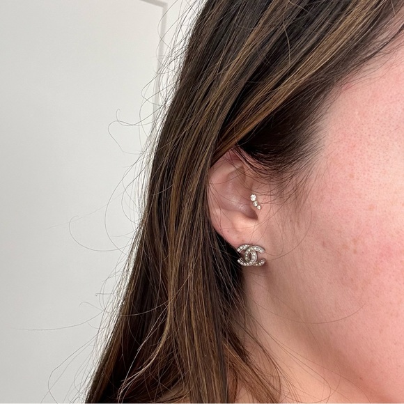 Authentic CHANEL CC Stud Earrings - Picture 3 of 8